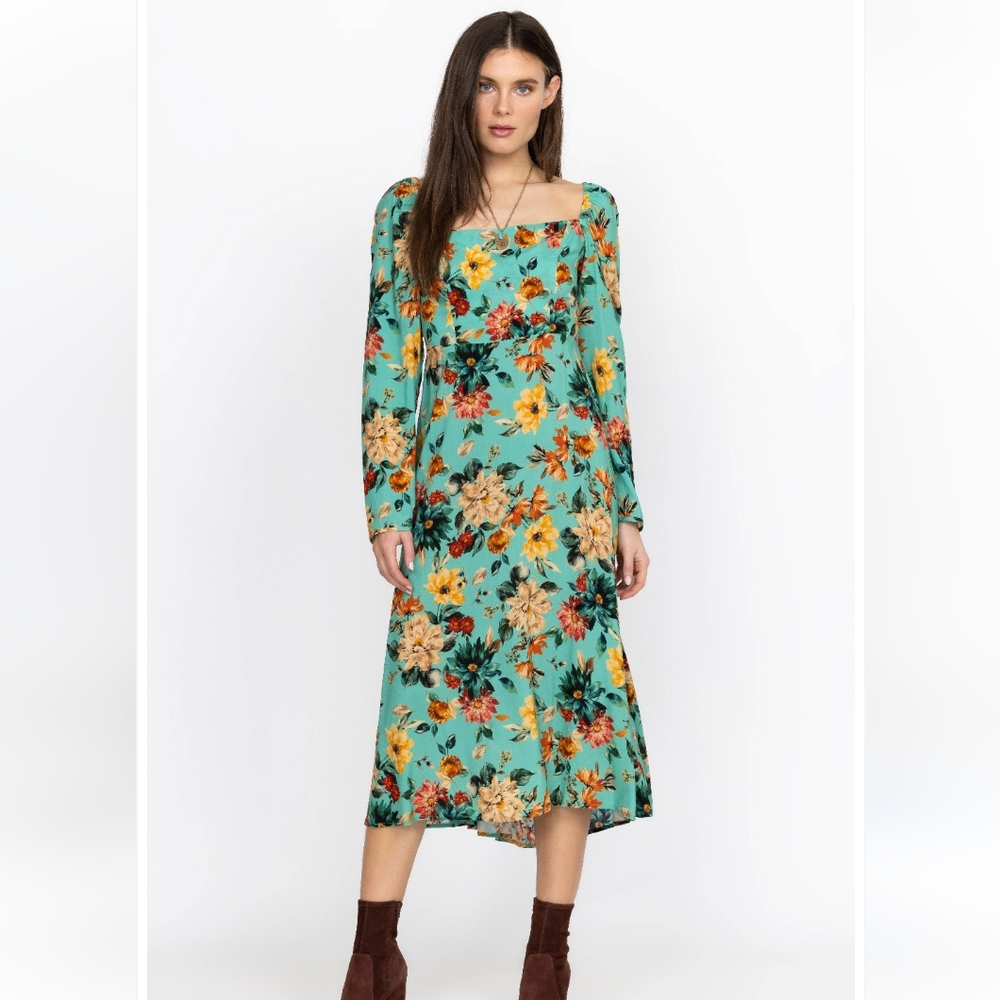 Johnny Was Jade Boho Floral long sleeve Bonita wedding guest midi dress …